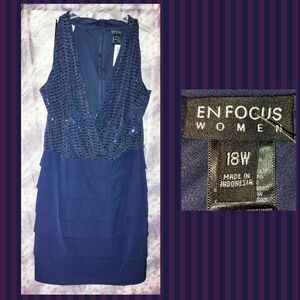 EnFocus Studio brand Navy Blue Glittery Soft Knit Bodycon Dress Sz 18W